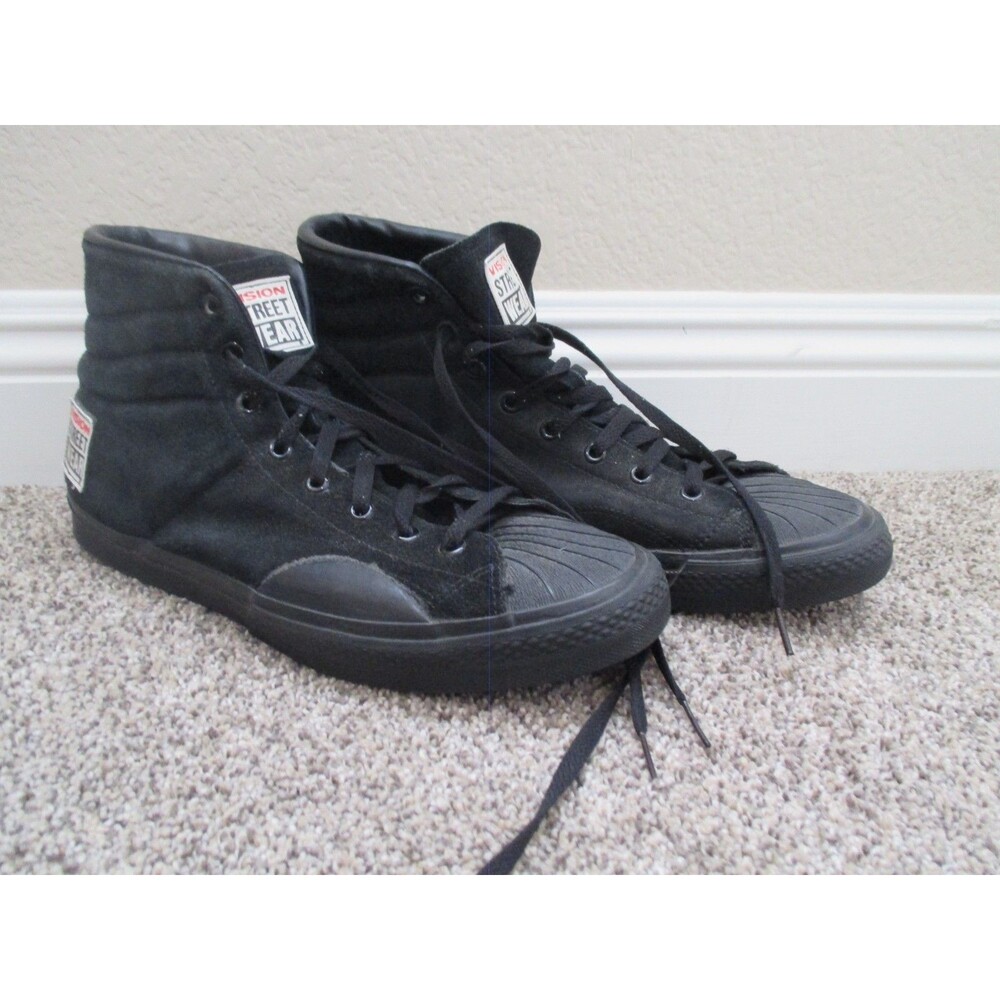 Mens US 12 Vision Street Wear Black Canvas High Top Sneakers Shoes *READ*